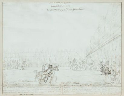 Ecole FRANCAISE, 1788 Revue militaire du duc de Coigny et du comte de Boufflers colonel,...