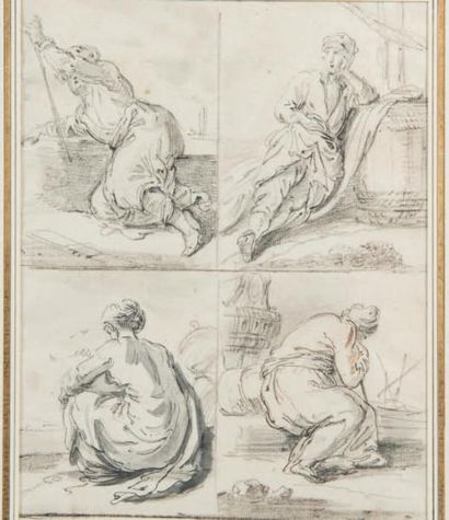 Jean - Baptiste LALLEMAND (Dijon 1716 - Paris 1803) Etude d'Oriental se reposant...