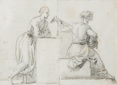 Jean Baptiste LALLEMAND (Dijon 1716 - Paris 1803) Etude d'un couple d'Orientaux
Crayon...