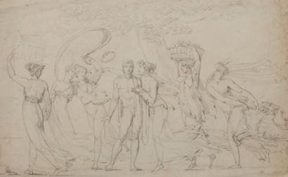 Jean-Henri MARLET (Autun 1771 -? 1847) Frise à l'antique, Apollon et les Nymphes
Pierre...