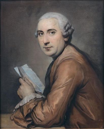 ECOLE FRANCAISE DU XIXème siècle Portrait d'homme à la lettre
Pastel 64,5 x 51 c...