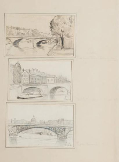 ECOLE FRANCAISE DU XIXème siècle Les ponts de Paris: le pont Louis - Philippe, le...