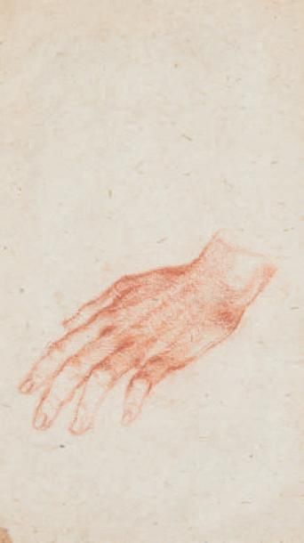 ÉCOLE ITALIENNE DU XVIIIÈME SIÈCLE Etude de main
Sanguine sur papier beige 10,5 x...