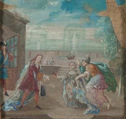 École FRANÇAISE vers 1700 Deux allégories du mariage de Louis XIV et Marie-Thérèse
Paire...