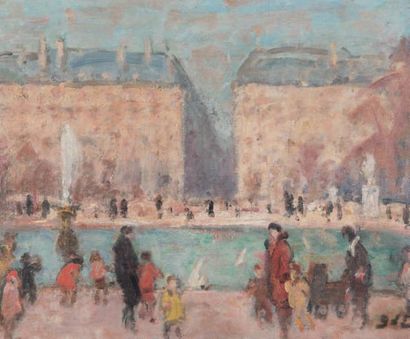 Georges d'ESPAGNAT (1870 - 1950) Après-midi au jardin des Tuileries
Huile sur toile,...