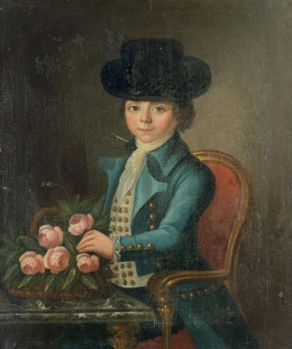 Ecole Française vers 1770 Jeune garçon au bouquet de fleurs
Toile
Sans cadre
69 x...