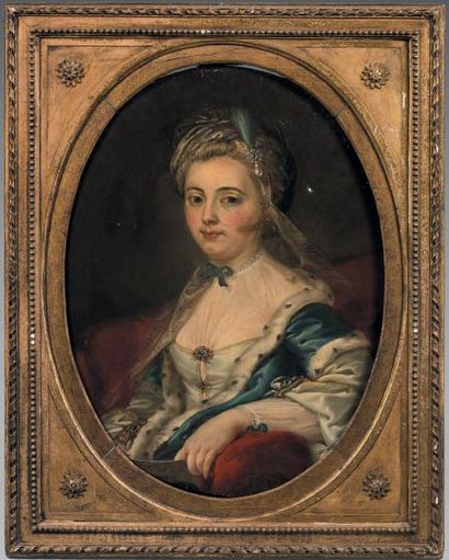 Ecole FRANCAISE vers 1740, entourage de Louis Michel van LOO Portrait de femme assise
Toile...