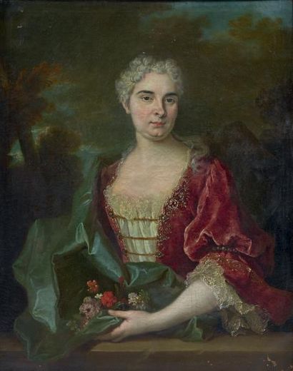 JEAN-BAPTISTE OUDRY (Paris 1686 - Beauvais 1755) Portrait présumé de Madame Ponchon...
