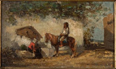 Charles de TOURNEMINE (Toulon 1812 - 1872) Cavalier abreuvant son cheval
Panneau
Porte...