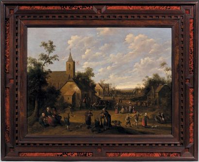 Joost Cornelisz DROOCHSLOOT (Utrecht 1586 - 1666) Paysans sur une place de village
Panneau...