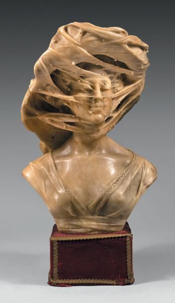 Attribué à Emilio P. FIASCHI (1858-1941) Buste de femme avec chapeau et voile Buste...