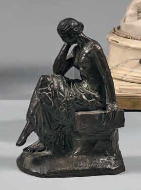Paul SILVESTRE (1884-1976) Femme assise avec un livre
Bronze à patine brun clair
Signé...