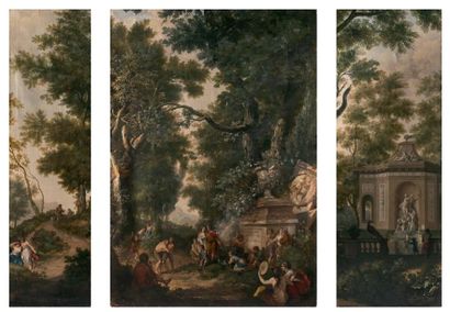Ecole hollandaise vers 1780 Réjouissances dans un paysage de forêt
Trois toiles....