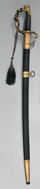 null Sabre d'officier subalterne modèle 1845, garde en laiton ciselée, repercée,...