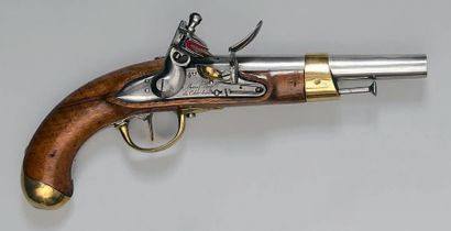 null Pistolet à silex de cavalerie modèle an XIII, canon daté: “1813”, poinçonné:...