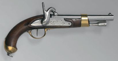 null Pistolet à percussion de cavalerie modèle an XIII transformé 1822 T bis, canon...