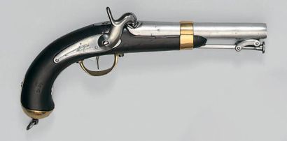 null Pistolet à percussion de marine modèle 1837/1842, canon rond à pans latéraux...
