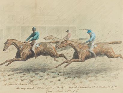 Baril J. HIGHTINYALE (1864 - 1940) Course de chevaux
Aquarelle, encre et fusain sur...