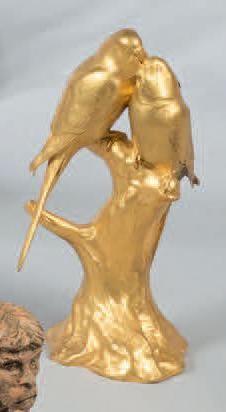 Georges GARDET Couple de perruches
Bronze à patine dorée. Signature en creux sur...