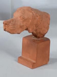 Richard FATH (1900 - 1952) Tête de pointer
Terre cuite sur socle
Dim. 18 x 19 cm