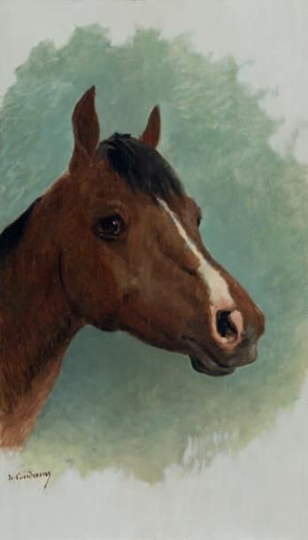 Charles Fernand de CONDAMY (1855? 1913) Portrait du cheval YULE-LOG par King of the...