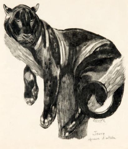 Paul JOUVE (1878 - 1973) Panthère branchée
Lithographie originale en noir. Épreuve...