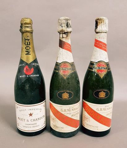 null Ensemble de 3 bouteilles 2 bouteille CHAMPAGNE «Cordon Rouge», Mumm (1 MB, 1...