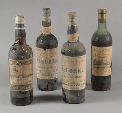 null Ensemble de 4 bouteilles 1 bouteille CH. DE TASTES, Sainte-Croix-du-Mont 1943...