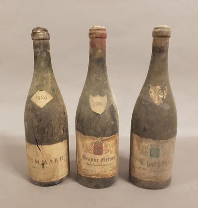 null Ensemble de 3 bouteilles 1 bouteille POMMARD Cave Drouant Est 1929 (ets & a;...