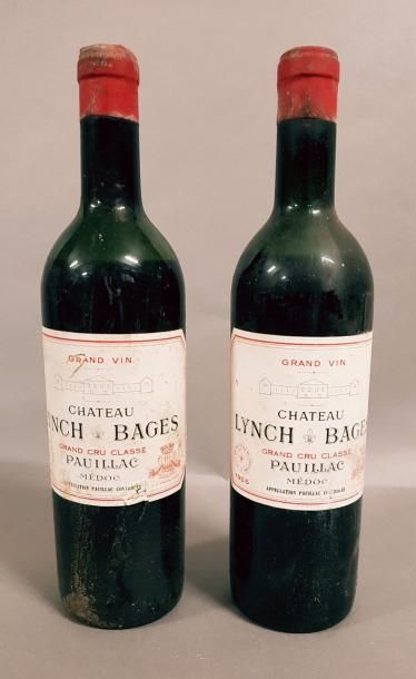 null 2 bouteilles CH. LYNCH-BAGES, 5° cru Pauillac 1955 (1etla, 1 ela, et; B)
