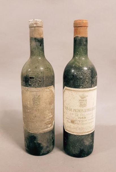 null 2 bouteilles CH. PICHON-LONGUEVILLE-COMTESSE-DE-LALANDE, 2° cru Pauillac 1955...