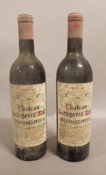 null 2 bouteilles CH. LABEGORCE-ZEDE, Margaux 1959 (ets; 1 LB, 1 MB)