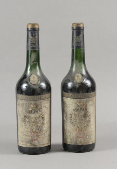null 2 bouteilles CH. GRUAUD-LAROSE, 2° cru Saint-Julien 1962 (ets, MB)