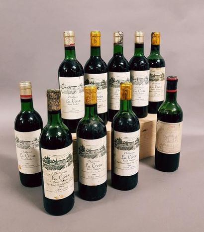 null 9 bouteilles CH. LA CROIX, St-Emilion 1964 (1 TLB, 2 LB, 4 B; et; on y joint...