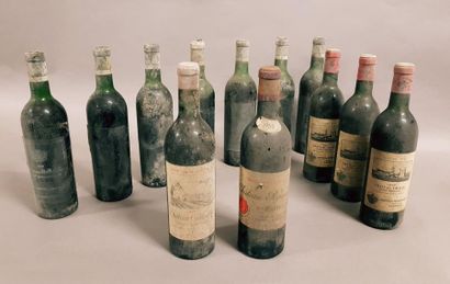 null Ensemble de 12 bouteilles 7 bouteilles CH. BELLEVILLE, St-Emilion 1964 (6 éti...