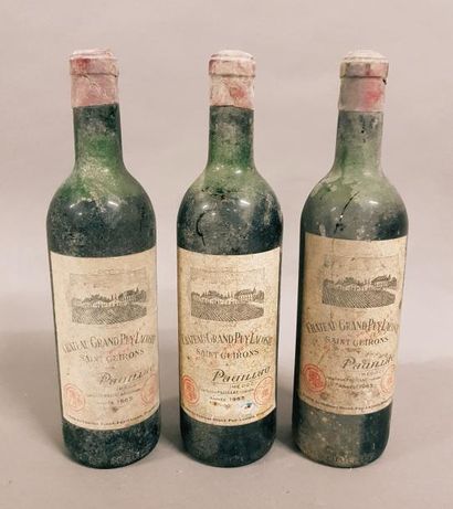 null 3 bouteilles CH. GRAND-PUY-LACOSTE, 5° cru Pauillac 1965 (ets; B)