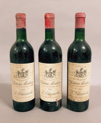 null 3 bouteilles CH. MONTROSE, 2° cru Saint-Estèphe 1965 (es & et; 1 J, 1 TLB, 1...