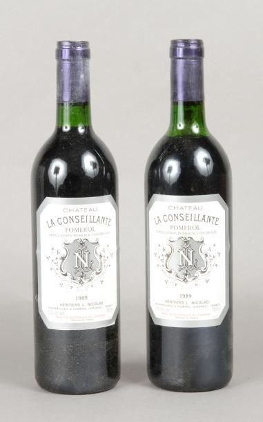 null 2 bouteilles CH. LA CONSEILLANTE, Pomerol 1989 (els, 1LB)