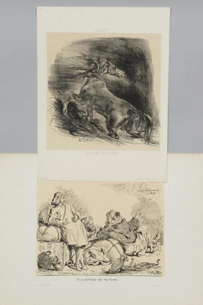 null 105 Eugène DELACROIX (1798 - 1863)
Cheval sauvage - Muletiers de Tétouan D....