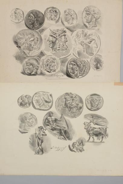 null 109 Eugène DELACROIX (1798 - 1863)
Médailles antiques : 6 lithographies sur...