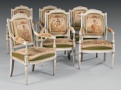 null Mobilier de salon composé d'un canapé et de huit fauteuils à dossier plat en...