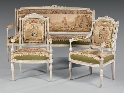 null Mobilier de salon composé d'un canapé et de huit fauteuils à dossier plat en...