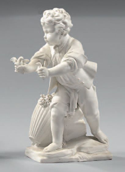 null * Paire de statuettes en biscuit de porcelaine de Vincennes du XVIIIe siècle
Circa...
