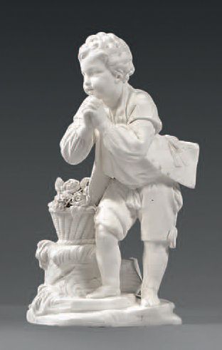 null * Paire de statuettes en biscuit de porcelaine de Vincennes- Sèvres du XVIIIe...