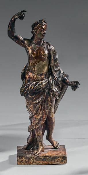 null Statuette en bronze ciselé à patine or représentant Terpsichore, la muse de...