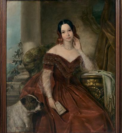 Hora LAJOS (Active en Hongrie au début du XIXème siècle) 
Portrait de jeune femme...