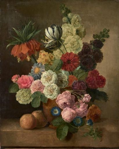 Ecole FRANCAISE du début du XIXème siècle 
Bouquet de fleurs
Toile. Sans cadre
71...