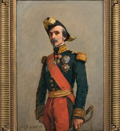 Isidore PILS (Paris 1813 - Douarnenez 1875) 
Portrait du Général Renault
Sur sa toile...
