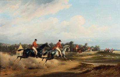 Edouard SWEBACH (Paris 1800 - 1870) 
Scène de chasse à courre en Angleterre
Toile....