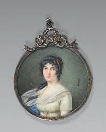 VERNET (Actif dans la première moitié du XIXème siècle) 
Portrait d'une jeune femme...